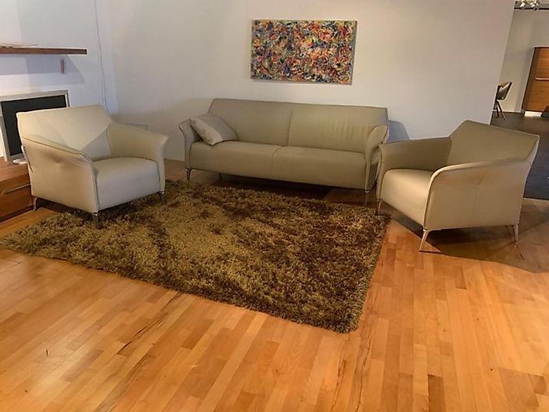 Leolux 2-Sitzer Garnitur Mayon Leder Senso 4400 Off White 1 Sofa 2 Sessel günstig online kaufen
