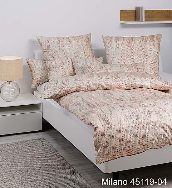 Janine Janine Mako-Satin Bettwäsche MILANO 45119 beige koralle Größe:  155x günstig online kaufen