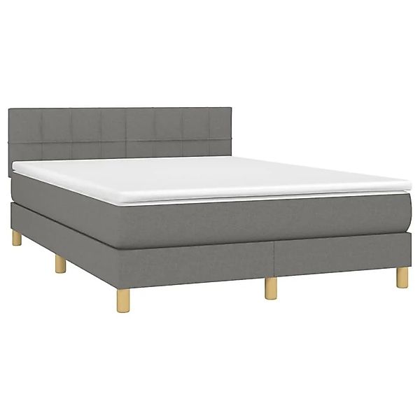 vidaXL Boxspringbett mit Matratze & LED Dunkelgrau 140x190 cm Stoff 3133710 günstig online kaufen