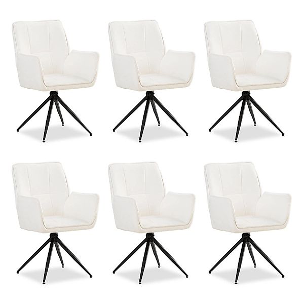Homestyle4u 6er Set Polsterstühle Drehbar in Weiß 2861 günstig online kaufen
