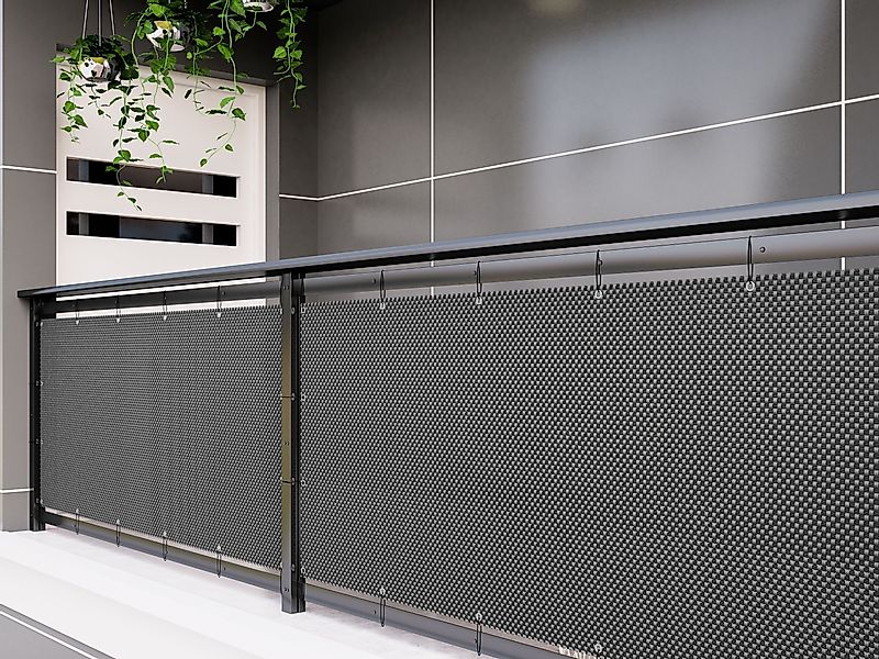 dynamic24 Balkonsichtschutz Polyrattan PVC Sichtschutzmatte 300x90 günstig online kaufen