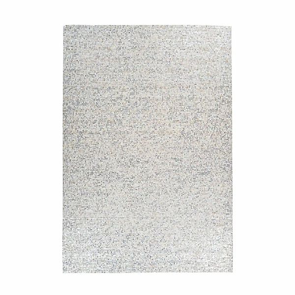 MeGusta Flachflor Teppich PatchworkDesign Weiß - Silber Leder 120x170 cm Te günstig online kaufen