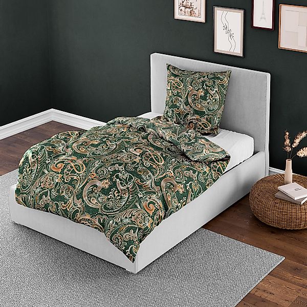 Bettwäsche Bierbaum Mako Satin 4065-30 Paisley Grün Kupfer 135x200 günstig online kaufen