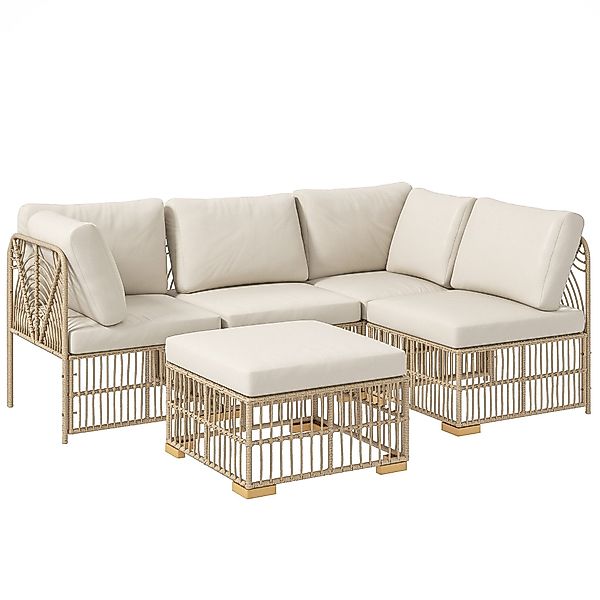 Outsunny Sitzgruppe mit Ecksofa, Sessel, Hocker, günstig online kaufen