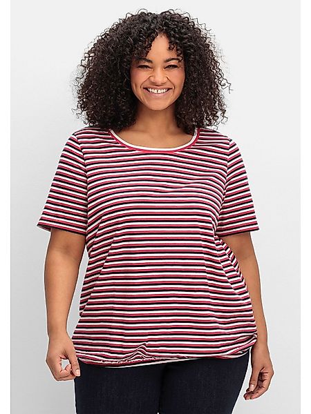 Sheego Rundhalsshirt Große Größen mit Gummizugbund günstig online kaufen
