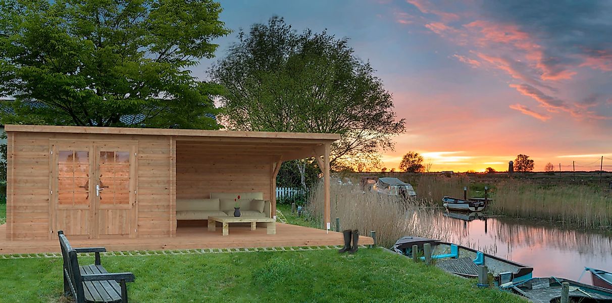 Palmako Gartenhaus "Ella" 8,7+10,0 m², mit Anbaudach günstig online kaufen