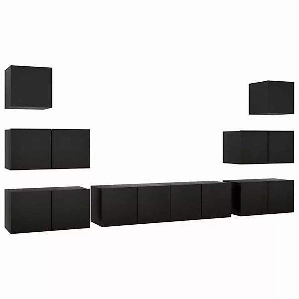 furnicato TV-Schrank 8-tlg. TV-Schrank-Set Schwarz Holzwerkstoff (1-St) günstig online kaufen