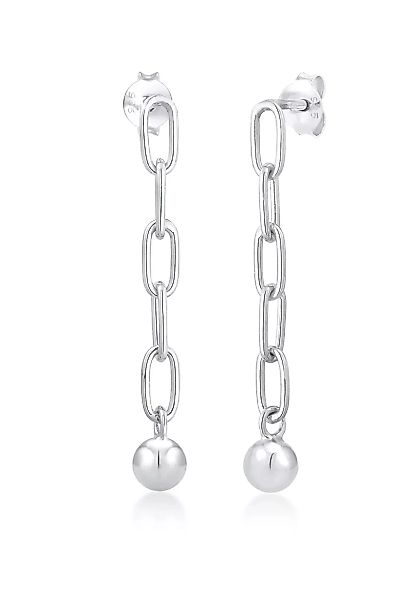 Elli Paar Ohrhänger "Ohrhänger Chain Kugel Geo Look Basic 925 Silber" günstig online kaufen