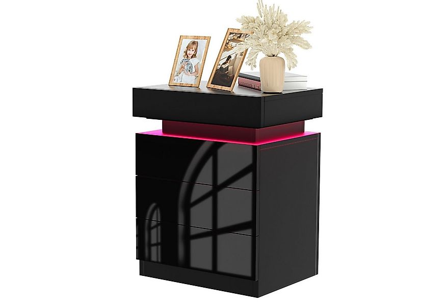 JEOBEST Nachttisch Hochglanzfront Kommode mit 3 Schubladen, Beistelltisch, günstig online kaufen