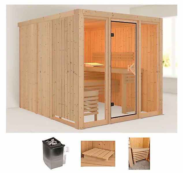 welltime Sauna »Artja« Set, naturbelassen, mit Ofen 9 kW int. Steuerung günstig online kaufen