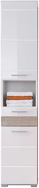 welltime Hochschrank "Marbella", Badschrank mit waagerechten Fräsungen - Ma günstig online kaufen