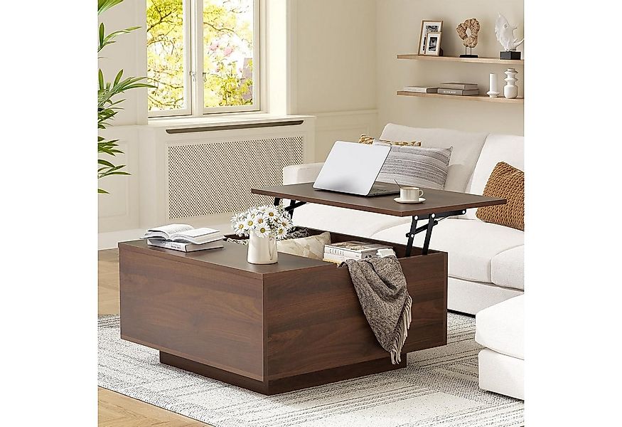 FABATO Couchtisch eckig, höhenverstellbar mit verstecktem Staufach, Landhau günstig online kaufen