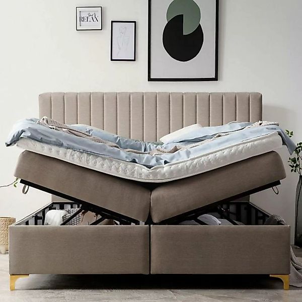 BettCo Stauraumbett Paris (in Nougat Webstoff, 160 x 200 cm), XXL-Bettkaste günstig online kaufen