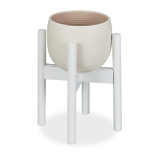 relaxdays Blumenständer Bambus verstellbar weiß günstig online kaufen