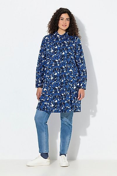 Ulla Popken Longbluse Longbluse Buchstaben A-Linie Hemdkragen Langarm günstig online kaufen