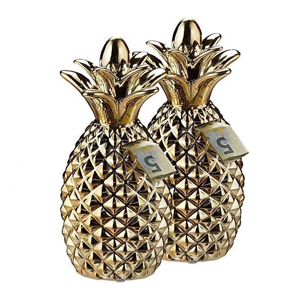 relaxdays Spardose 2 x Spardose Ananas günstig online kaufen