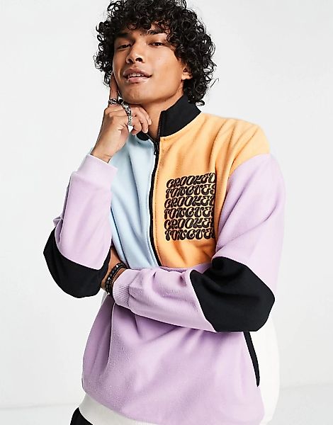Crooked Tongues – Sweatshirt aus Polarfleece im Blockfarbendesign mit kurze günstig online kaufen