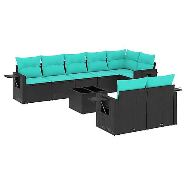 vidaXL 9-Tlg Gartensofa-Set mit Kissen Schwarz Polyrattan 3220426 günstig online kaufen