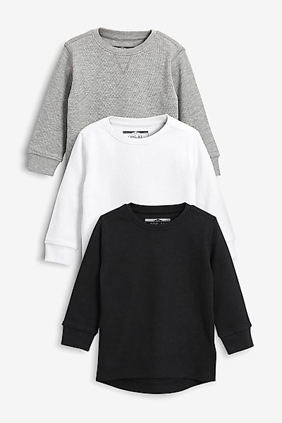 Next Langarmhemd Langärmlige, strukturierte Shirts, 3er-Pack günstig online kaufen