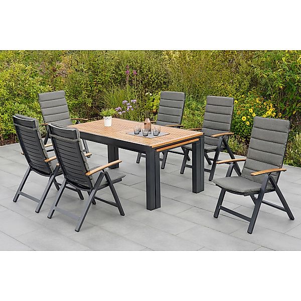 Merxx Astros Set 13-tlg. Flex-Gartentisch Ausziehbar 180/300 x 100 cm günstig online kaufen