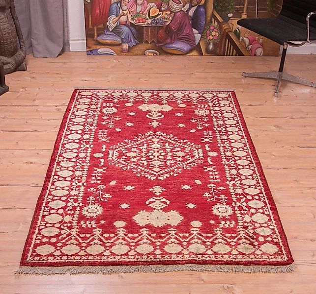 morgenland Wollteppich »Ziegler Modern Teppich handgeknüpft rot«, rechtecki günstig online kaufen