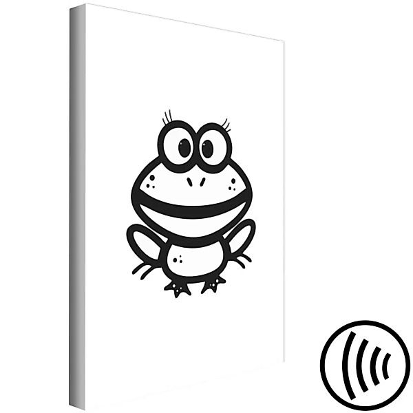 Leinwandbild Kleiner Frosch - Zeichnung einer lächelnden Amphibie in schwar günstig online kaufen