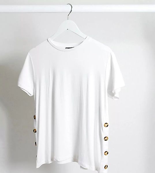 ASOS DESIGN Maternity – Seitlich geknöpftes Still-T-Shirt in Weiß günstig online kaufen