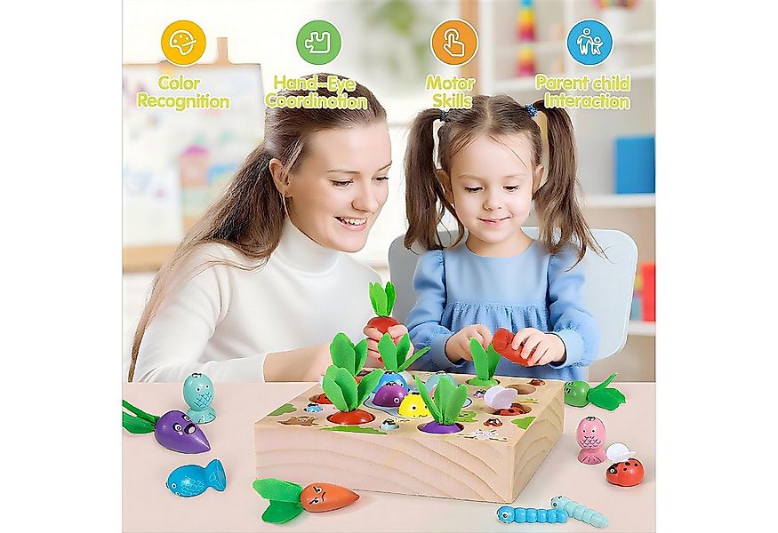POPOLIC Lernspielzeug Karotten Steckspiel Holz, Magnetische Angelspie, Mont günstig online kaufen