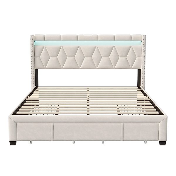 Gdood Polsterbett Stauraumbett LED Doppelbett (1-tlg. günstig online kaufen
