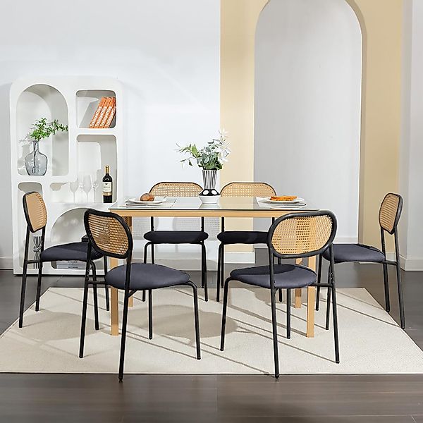 PXloue Esszimmerstuhl Rattanstuhl Polsterstuhl Wohnzimmerstuhl (Set), günstig online kaufen