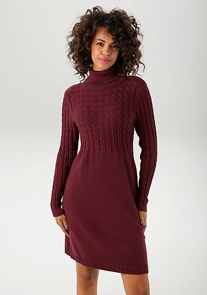 Aniston CASUAL Strickkleid, mit Zopfmuster im Oberteil und den langen Ärmel günstig online kaufen