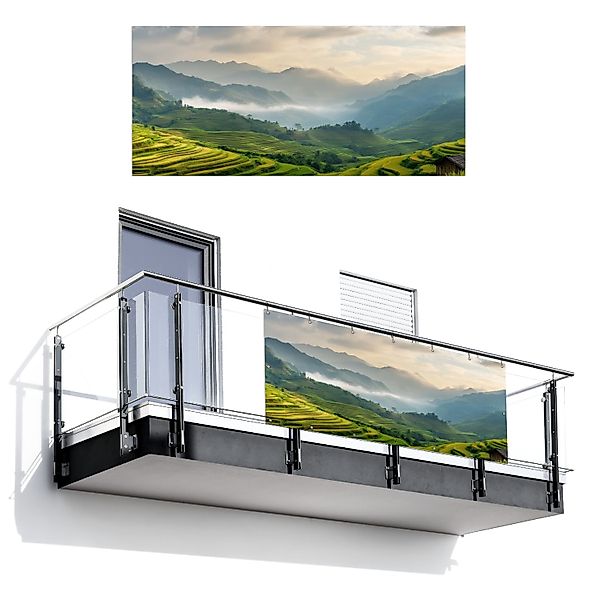 MuchoWow Balkonsichtschutz Reisfelder - Berge - günstig online kaufen