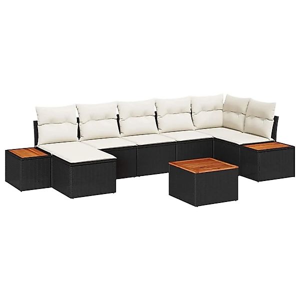 vidaXL Gartensofa-Set mit Kissen 8 Stk Schwarz und Creme Polyrattan 3356802 günstig online kaufen