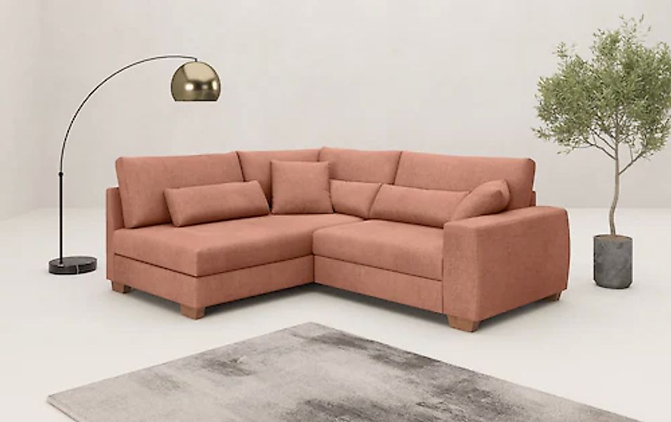 Mr. Couch Ecksofa »Hilla L-Form« Mit Federkern, wahlweise mit Bettfunktion günstig online kaufen