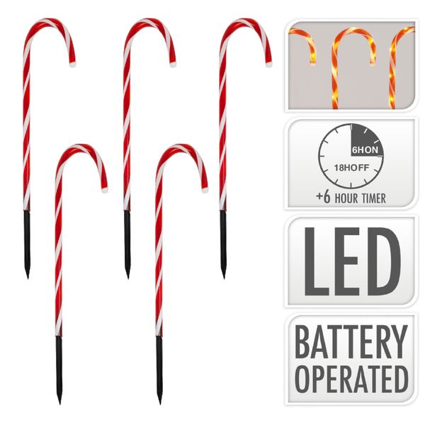 ToCi LED-Lichterkette Gartenstecker LED Zuckerstangen Weihnachts günstig online kaufen