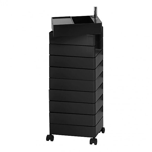 Magis - 360° Container 127 mit Rollen - schwarz/glänzend/Schubfachhöhe 9,8 günstig online kaufen