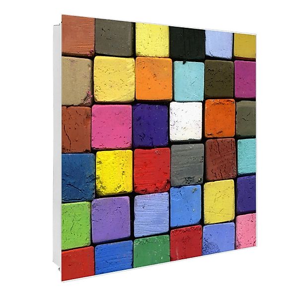 Banjado Großer Schlüsselkasten Glas 30x30cm Weiß Scharnier Rechts 50 Haken günstig online kaufen