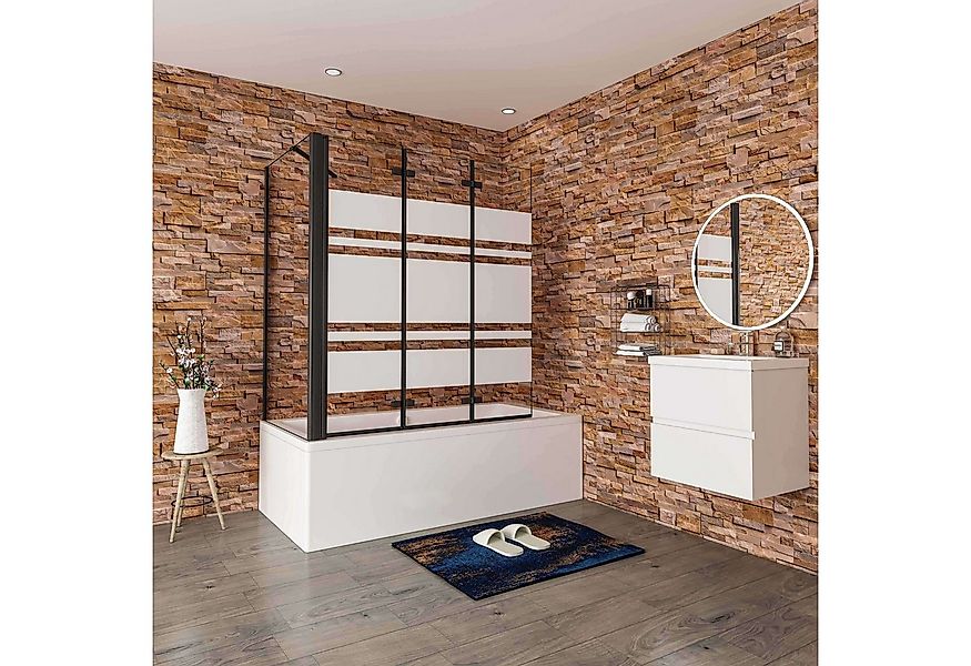 Duschparadies Badewannenaufsatz Schwarz 3 teilig Faltwand Duschwand für Bad günstig online kaufen