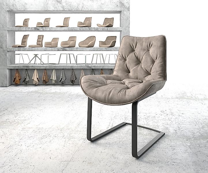 Freischwinger Taimi-Flex Mikrofaser Taupe Vintage Freischwinger flach Schwa günstig online kaufen