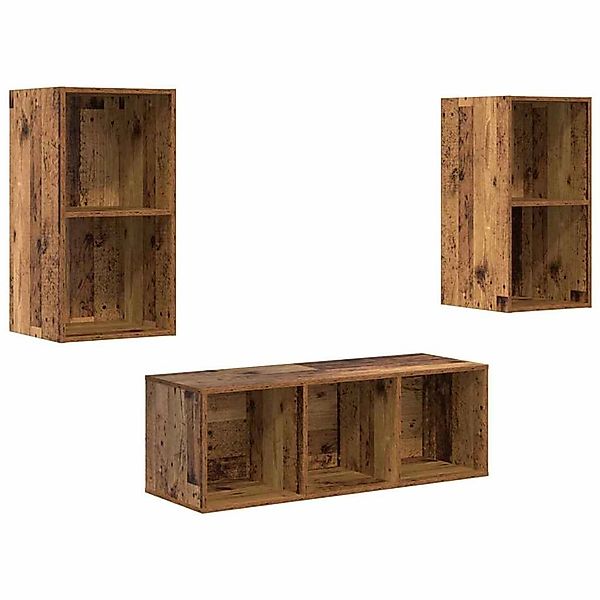 vidaXL TV-Schrank Set Wandmontiert 3-Tlg Altholz Holzwerkstoff 3393378 günstig online kaufen