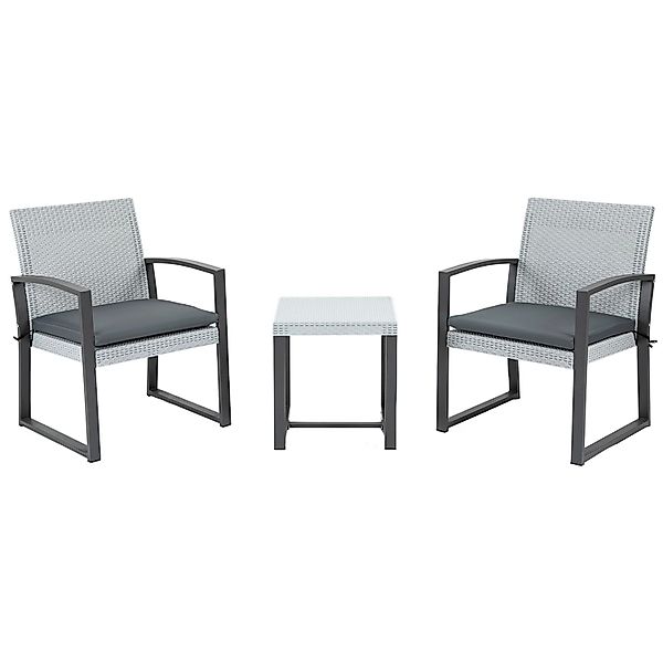 Outsunny Gartenmöbelset Stahl Kunststoff Schwarz Grau 58L x 58B x 84H cm günstig online kaufen