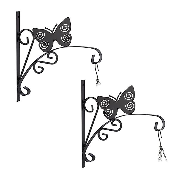 relaxdays Wandhaken 2x Blumenampelhalterung Schmetterling günstig online kaufen