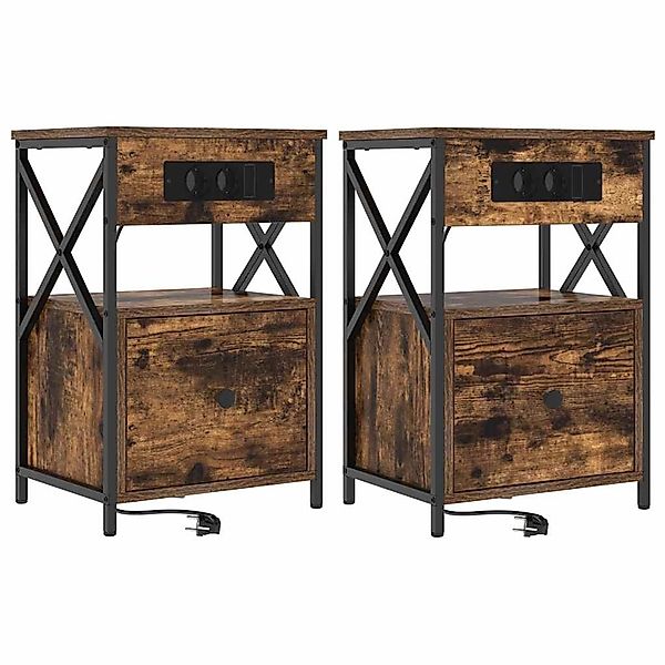 vidaXL Nachttisch 2 Stk Räuchereiche 40 x 31 x 60 cm Holzwerkstoff 859495 günstig online kaufen