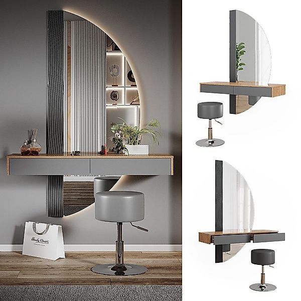 Vicco Schminktisch Melisa, Eiche/Grau, 120 cm günstig online kaufen
