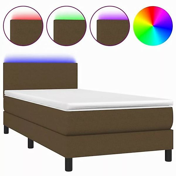 vidaXL Boxspringbett Boxspringbett mit Matratze LED Dunkelbraun 100x200 cm günstig online kaufen