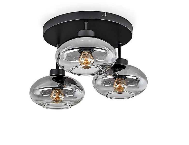 hofstein Deckenleuchte moderne Deckenlampe aus Metall/Glas in Schwarz/Rauch günstig online kaufen