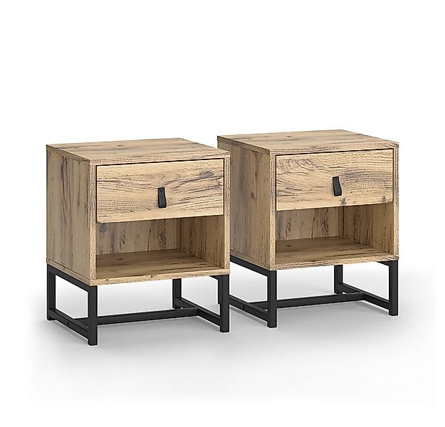 Vicco Nachtschrank Ezra, Eiche, 39 x 47 cm 2er Set günstig online kaufen