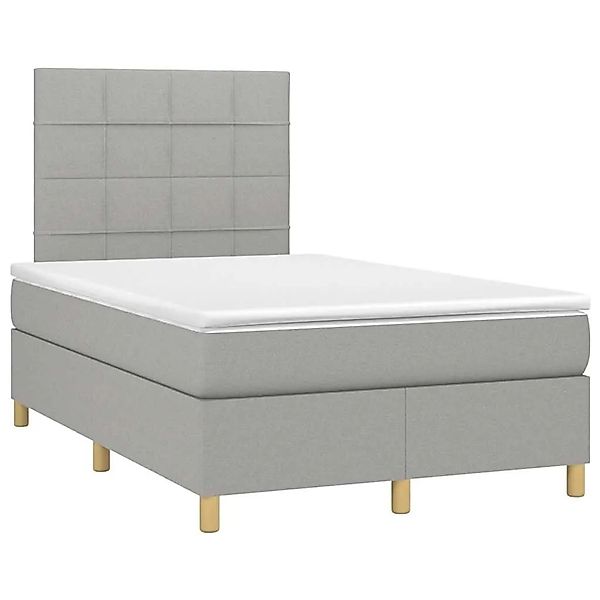 vidaXL Boxspringbett mit Matratze & LED Hellgrau 120x190 cm Stoff 3270246 günstig online kaufen
