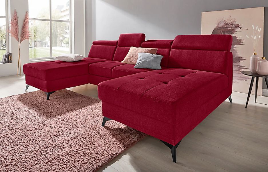 Home affaire Wohnlandschaft "Cardiz U-Form" inkl.Kopfteilverstellung und Fe günstig online kaufen