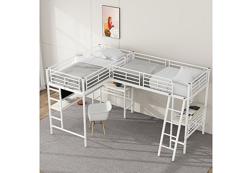 Ulife Etagenbett zwei Hochbett,Tisch unter dem Bett,Doppeltreppe, hohes Gel günstig online kaufen